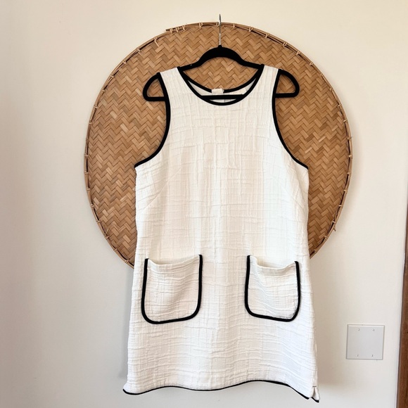 Anthropologie Cream Mini Dress with Black Accents - Picture 8 of 16